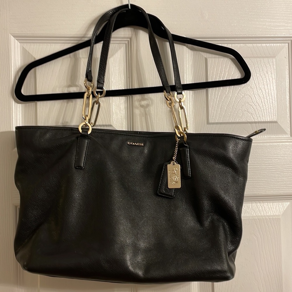 Coach Madison East West Black Leather Shoulder Bag